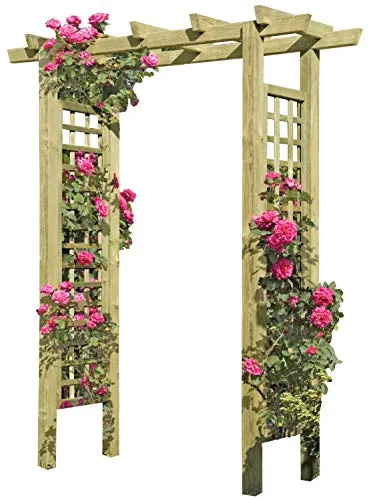 Eingangspergola aus Holz mit Weinranke - Bögen & Laubenbänke, stilvoller Holzbogen als Rankhilfe für Ihren Garteneingang.