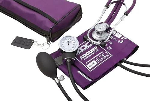ADC Pro's Combo II SR Taschen-Aneroid-Set für Erwachsene - Professionelles Blutdruckmessgerät mit präzisem Manometer und vielseitigem Stethoskop im Taschenformat, inklusive Nylon-Transporttasche für einfachen Transport.