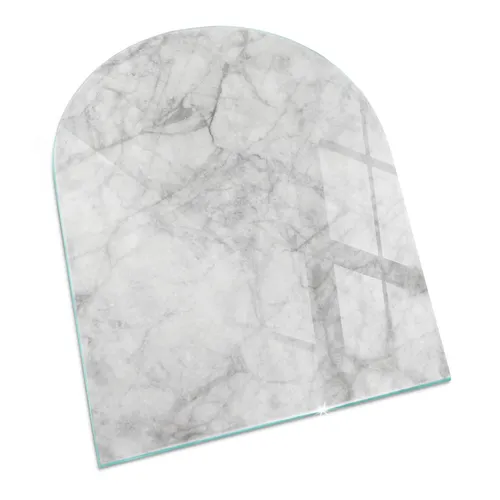 Glas Ofenplatte Kaminglas 80 x 70 cm mit Marmorstruktur - Elegante Glasplatte für Kamine und Möbel, beidseitig verwendbar, korrosionsbeständig und langlebig. Ideal für moderne Wohnräume, sorgt für eine stilvolle und sichere Nutzung.