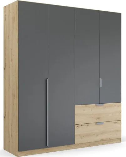 Drehtürenschrank RAUCH "Dark&Wood by Quadra Spin" - Kleiderschrank im Industrial Style, bietet viel Stauraum mit 4 Türen, 2 Schubladen und variabel einsetzbaren Einlegeböden. Ideal für stilbewusste Räume.