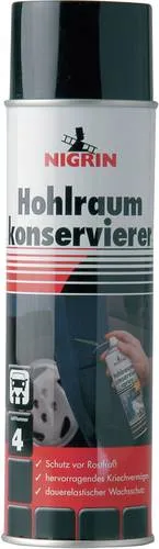 Nigrin Hohlraumkonservierer 500 ml - Rostschutz für Fahrzeuge - Der NIGRIN Hohlraumkonservierer schützt Fahrzeug-Hohlräume zuverlässig vor Rost. Mit speziellem Sprühkopf für schwer zugängliche Stellen und hervorragendem Kriechvermögen sorgt er für dauerhaften Schutz und Werterhaltung.