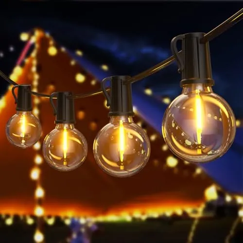 Lichterkette Außen Strom - LED Outdoor Lichterkette Glühbirnen Außen Innen Strom mit Stecker, 20,1M 66Ft 30+2 Warmweiße IP54 G40 Glühbirnen Plastik für Balkon Party Camping Garten Hochzeit Terrasse