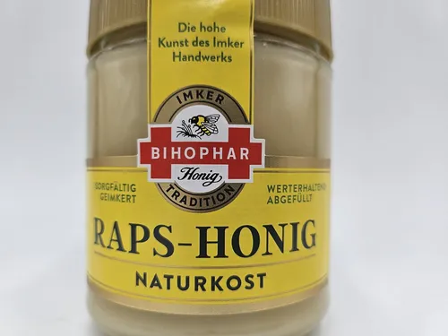 Bihophar Raps Honig 500g - Sorgfältig geimkert - Hochwertiger Raps Honig aus sorgfältiger Imkerei, ideal zum Süßen von Speisen und Getränken. Genießen Sie den feinen Geschmack in der Lebensmittelabteilung für haltbare Lebensmittel.