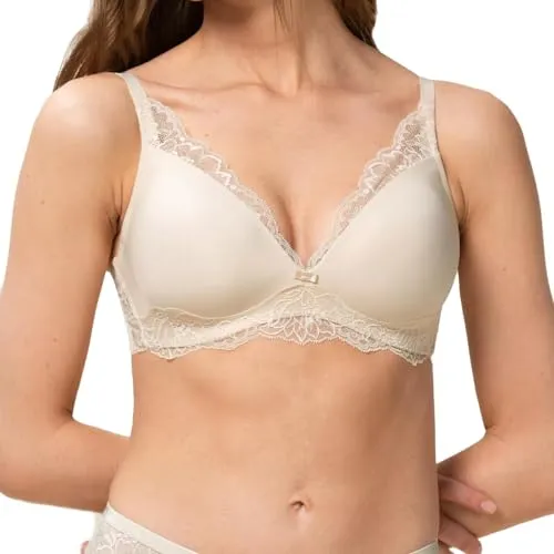 Triumph Amourette Charm P - Schalen-BH ohne Bügel (90A Creamy Dream) - Funktionsunterwäsche: Gepolsterter BH ohne Bügel mit dekorativer Spitze, ideal für Komfort und Stil, für einen perfekten Sitz mit glatten Cups und stützenden Seitenpartien.
