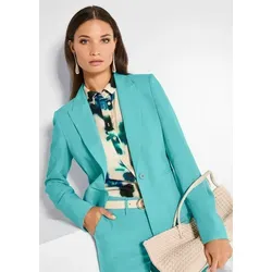 MADELEINE Kurzblazer Zeitloser Sommerblazer mit Revers Longblazer mit Reverskragen, Knopfverschluss, Taschen und Langarm blau 48