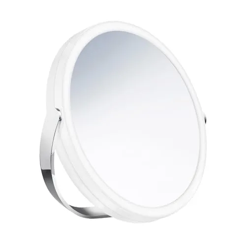Smedbo Outline Kosmetikspiegel mit LED-Beleuchtung | 2-fach schwenkbar - Kosmetikspiegel mit LED-Beleuchtung, akkubetrieben und USB-ladbar. Ideal für präzises Makeup mit 7-facher Vergrößerung, kann frei stehen oder aufgehängt werden.