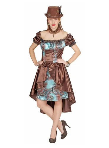 Metamorph Kostüm Steampunk Salondame – Glanzvolles viktorianisches Kleid - Elegantes Kleid im viktorianischen Stil, ideal für Kostümfeste und besondere Anlässe. Aus 100% Polyester gefertigt, sorgt es für einen stilvollen Auftritt.
