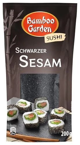 Bamboo Garden - Sesam schwarz | Zum Würzen und Dekorieren von Sushi, Miso-Suppen, Nudelgerichten | 200 g im Beutel