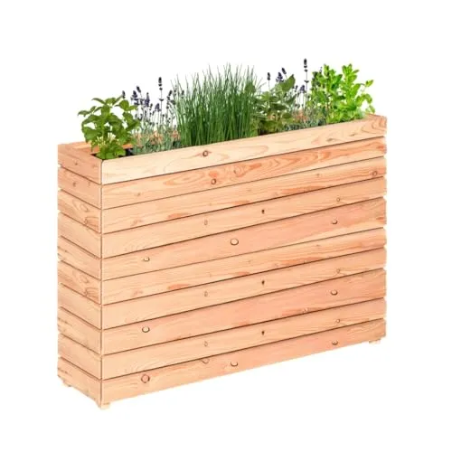 Modulo Balkon-Hochbeet Lärche 120x30x75 cm - Naturbelassen & Witterungsbeständig - Praktisches Hochbeet aus europäischer Lärche, ideal für Balkon und Terrasse. Modernes Design, einfache Montage und stapelbare Füße bieten optimale Funktionalität für Gartenliebhaber.