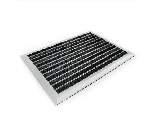 Floordirekt Alu-Türmatte Optimum Mat - Hochwertige Fußmatte aus Aluminium und Grobfaser-Rips, rutschfest und schallhemmend, ideal für den Innen- und Außenbereich.