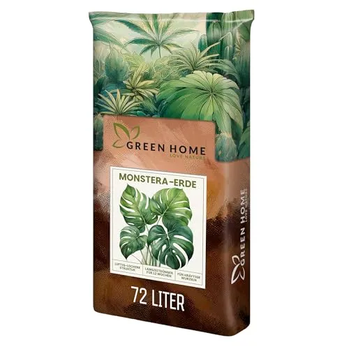 Green Home Monstera Erde 72L – Premium Substrat für tropische Zimmerpflanzen - Die Green Home Monstera Erde ist ideal für tropische Pflanzen wie Monstera und Aroiden. Sie bietet eine perfekte Mischung aus hochwertigen Materialien für optimale Drainage und Nährstoffversorgung.