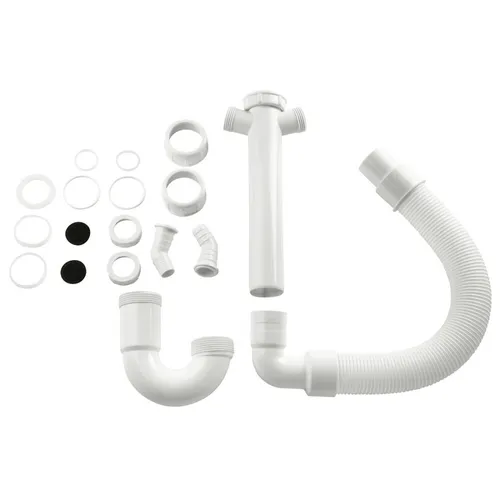 Xavax Flexibler Röhrensiphon 1 1/2 Zoll - Haushaltsgroßgeräte-Zubehör mit flexiblem Schlauch (34 cm) für einfache Installation, ideal für Küchenspüle, Waschmaschine und Spülmaschine, inkl. 2 Geruchsverschlüssen.
