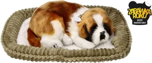 Atmungsaktiver Welpe Bernhardiner Perfect Petzzz - Kuscheltiere - Realistisches Maskottchen ohne Allergene, ideal für Kinder ab 3 Jahren, kein Spaziergang nötig und sanft im Charakter.