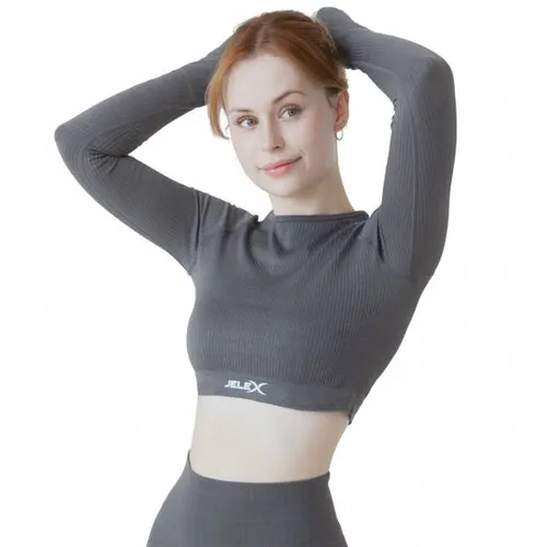 JELEX "Amelia" Damen Fitness Langarm Top grau 81000799-81000782
