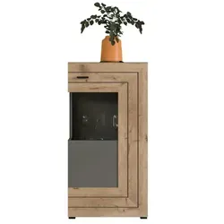 Vitrine Fosso - Graue Vitrine mit 60 cm Breite - Schrank - Vitrine Fosso in grau, hochwertige Materialien, ideal für stilvolle Präsentation. Maße: B: 60 cm, H: 117 cm. Jetzt 10€ Willkommens-Gutschein sichern!