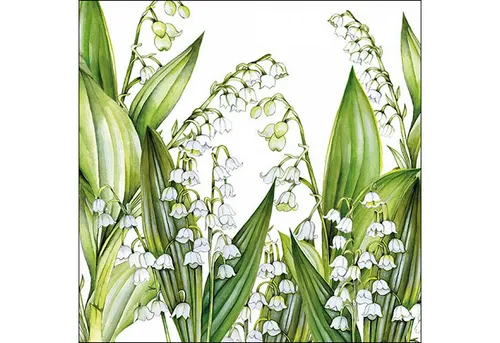 Ambiente Luxury Paper Products Papierserviette, Servietten Papier 33x33cm 3-lagig mit Maiglöckchen Blumen Motiv 20 Stk