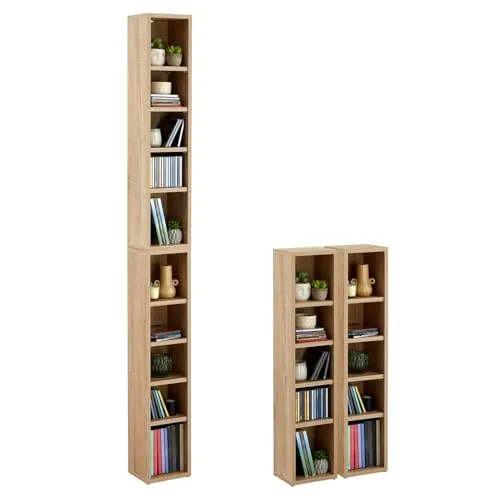 CARO-Möbel CD-Regal CHART - CD-Regal aus 2 Modulen, Platz für bis zu 160 CDs, verstellbare Fächer und modernes Design, ideal für kleine Räume.
