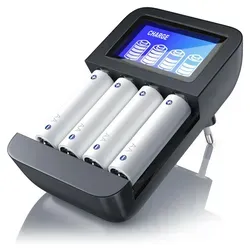 Aplic Batterie-Ladegerät 2700 mA, Universal 4-Schacht Batterielader geeignet für Typ AA / AAA NiMH Akkus - Schwarz