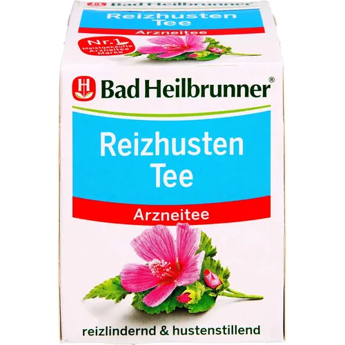 Bad Heilbrunner Tee Reizhusten Filterbeutel - Tees für die Linderung von Reizhusten, mit wohltuenden Kräutern für eine beruhigende Wirkung auf den Hals.