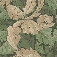 William Morris at Home Vliestapete Acanthus - Grünes Blätterdesign - Die stilvolle Vliestapete Acanthus von William Morris verleiht Ihrem Raum mit ihrem eleganten Blattmotiv in sattem Waldgrün und Sandtönen eine moderne Atmosphäre. Einfach zu tapezieren und zu entfernen.
