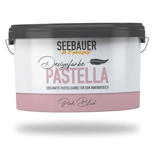 SEEBAUER PASTELLA Pink 2,5L - Edelmatt Wandfarbe für Innenräume - Hochwertige Pastellfarbe mit exzellenter Deckkraft und abwaschbarer Oberfläche. Ideal für Kinderzimmer und Wohnräume, sorgt für kreative Gestaltungsmöglichkeiten und ein angenehmes Raumklima.