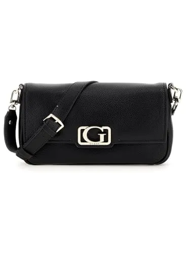 GUESS Circe Flap Shoulder Bag Black - Umhängetasche mit ansprechendem Design, bietet sicheren Stauraum für Ihre Utensilien. Maße: 26 x 13 x 4,5 cm - ein Must-Have für modebewusste Frauen.