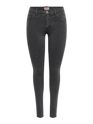 ONLY Damen Onlrain Life Reg Skinny DNM Noos Jeans - Skinny-fit Jeans in Dark Grey Denim, mit Stretch-Material für optimalen Komfort und Bewegungsfreiheit. Pflegeleicht und vielseitig kombinierbar – perfekt für modische Freizeitlooks.