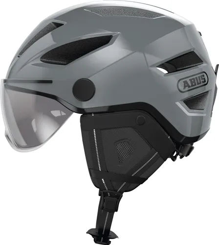 ABUS Stadthelm Pedelec 2.0 ACE - Fahrradhelm mit Rücklicht - Fahrradhelm für E-Bikes und S-Pedelecs, mit Regenhaube und Visier für optimalen Schutz und Komfort. Verstellbar und mit magnetischem Verschluss für einfache Handhabung.