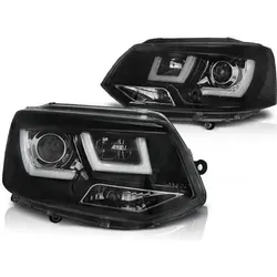 LED Scheinwerfer Lightbar Tagfahrlicht für VW T5 GP Facelift (09-15) Schwarz - Moderne LED Scheinwerfer mit Tagfahrlicht für VW T5 GP Facelift. Energieeffiziente Beleuchtung, einfache Plug-and-Play-Montage und E-Prüfzeichen für sichere Nutzung im Straßenverkehr.