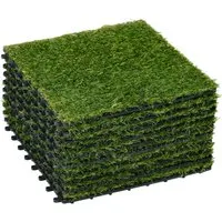 Outsunny Kunstrasen - Dunkelgrün, 30Lx30Wx4.5Hcm - Gartenverzierungen: Hochwertiger Kunstrasen, pflegeleicht und ideal für traumhaftes Grün ohne Rasenmähen. Ideal für Tier und Mensch dank moderner, verträglicher Materialien.