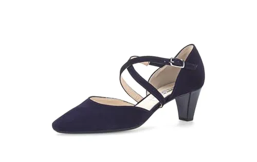 Gabor Pumps blau 71⁄2 - Elegante Pumps in Größe 71⁄2, Farbe pazifik 16, aus hochwertigem Veloursleder mit spitz zulaufender Schuhspitze und praktischem Schnallenverschluss – ideal für modische Auftritte.