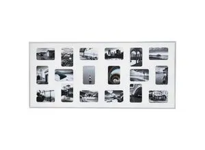 Nielsen Collagen-Bilderrahmen Pixel, Weiß/Silber, 109.2x49.5 cm - Bilderrahmen für 18 Bilder, ideal zur Erstellung von Fotocollagen. Mit mattem Silberton und großzügigen Maßen von 109,2 x 49,5 cm.