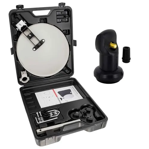 PremiumX Camping SAT Anlage - Kompakte Satellitenschüssel mit Single LNB - SAT-Antennen für unvergesslichen TV-Genuss beim Camping, wettergeschütztes LNB mit 0,1 dB Rauschmaß für perfekte Signalqualität!