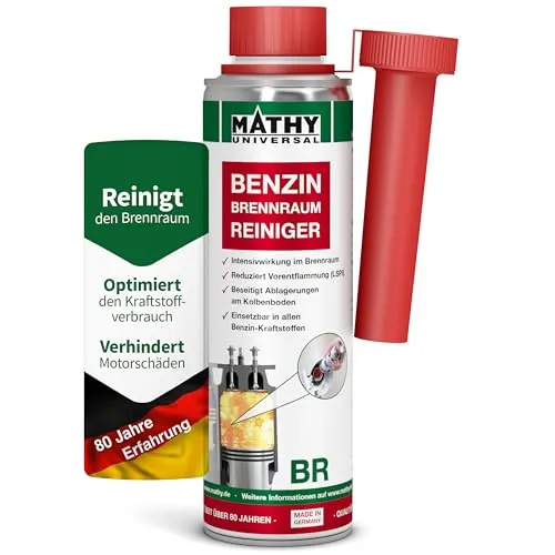 MATHY-BR Brennraumreiniger Benzin 250 ml - Effektives Kraftstoffadditiv für Motoren - Einfach anzuwenden: Vor der Betankung ins Benzin füllen. Reinigt effizient den Brennraum und reduziert Ablagerungen, um die Motorleistung zu optimieren. Made in Germany mit geprüfter Qualität.