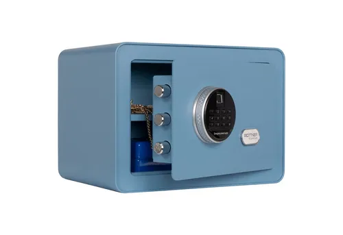 ROTTNER Möbeltresor Vintage Serie mit Elektronikschloss und Fingerprint (Blau) - Safes mit hochwertigem Elektronikschloss und Fingerprint-Technologie für höchste Sicherheit Ihrer Wertgegenstände, ideal für Zuhause und Büros.