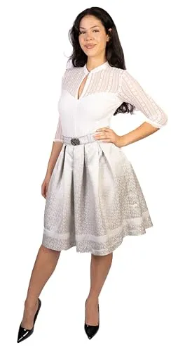 Trachtl Lena Faltenrock - Dirndl Rock für jeden Anlass - Trachtenrock in Grau/Weiß, schmeichelt jeder Figur und ist perfekt für Oktoberfest, Volksfeste oder lässige Outfits. Mit Reißverschluss für einfachen Sitz.