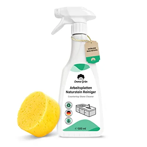 Emma Grün® Natürlicher Marmorreiniger 500ml, Marmor Reiniger und Pflege, Arbeitsplatten Reiniger Made in Germany, Natursteinreiniger für Küchenarbeitsplatte Deklarationsfrei