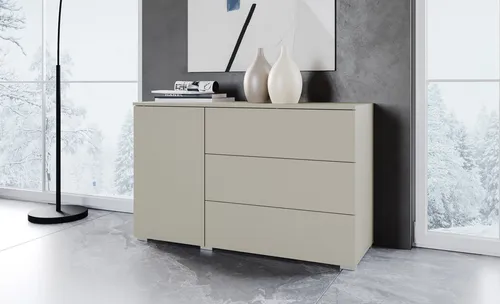 OTTO home Sideboard PARIS, Moderne 110cm grifflose Kommode mit Push-to-open-Funktion - Diese stilvolle Kommode »PARIS« in Holzoptik bietet viel Stauraum und lässt sich dank des schlichten Designs vielseitig kombinieren. Die grifflose Optik und ABS-Schutzkanten sorgen für eine elegante Note.