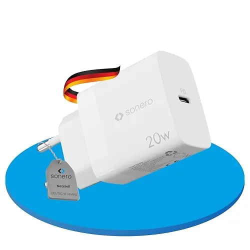 sonero USB C Ladegerät, Ladestecker Adapter, Netzteil 20 Watt Schnellladegerät kompatibel mit Apple iPhone 15, Samsung, Tablet, Laptop uvm, Mehrfach PD Charger, Weiß