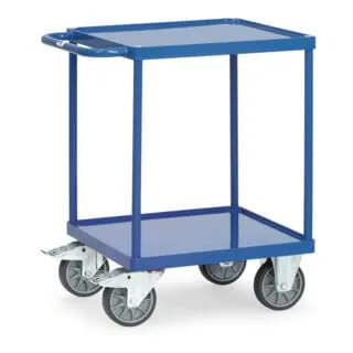 Fetra Tischwagen 2496W - Robuster Tischwagen aus Metall mit 2 Etagen und einer Gesamttragkraft von 500 kg. Ideal für Lager und Werkstätten, Made in Germany.