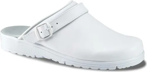 Sanita Clog Muil 1608011 – Bequeme Hausschuhe für alle Einsätze - Bequeme SANITA OVERO-Arbeitsschuhe mit strapazierfähigem Leder und flexibler Sohle. Ideal für Gastronomie und Freizeit, bieten sie hohen Komfort und Rutschfestigkeit. Erfüllen EN ISO 20347 OB Standards.