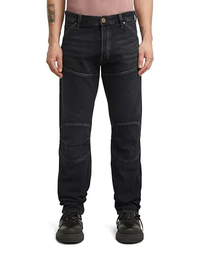 G-STAR Herren Elwood 3D Regular Jeans – Worn in Dark Ocean - Stylische 3D-Jeans mit vorgeformten Knien und Knopfverschluss. Ideal für den Alltag, kombiniert Komfort und modernes Design.