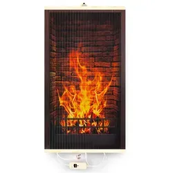 Infrarotheizung Thermostat Bildheizung Heizpaneel Infrarot Heizkörper 430W Elektro Heizung mit Motiv Kamin - Grau