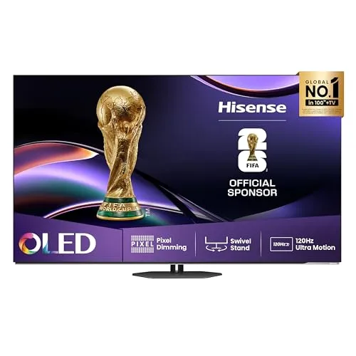 HISENSE 55A85Q 4K OLED TV - 55 Zoll UHD 4K Smart TV mit beeindruckendem OLED-Display, HDR-Formaten für höchste Bildqualität und Game Mode Pro für ruckelfreies Gaming.