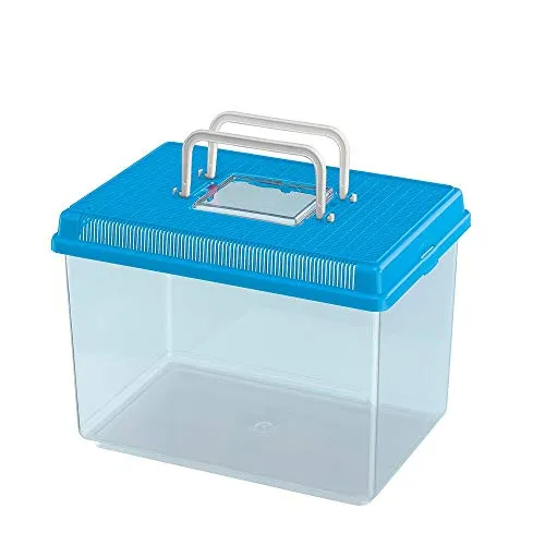 Ferplast Aquarium aus Kunststoff für Fische GEO Large Tank 6 L Behälter für Kleintiere Aquarium Terrarium Insekten Schildkröten, Robuster Kunststoff, 30 x 20 x 20,3 cm, blau