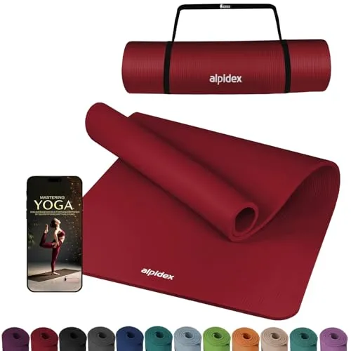ALPIDEX Yogamatte Extra Dick 1,5 cm – rutschfeste Fitnessmatte für Yoga, Pilates & mehr - Hochwertige, phthalatfreie Yogamatte mit extra dicker Polsterung für optimalen Komfort. Rutschfest und leicht zu reinigen, ideal für alle Fitnesslevel. Praktischer Tragegurt und kostenloses E-Book inklusive!