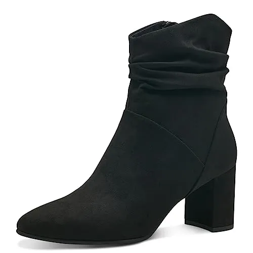 MARCO TOZZI Damen Stiefeletten mit Absatz - Bequeme Schwarz (Black) 38 EU - Wanderschuhe mit Feel me Sohle für optimalen Tragekomfort, vegan und mit innovativer Futtertechnologie für ein angenehmes Gefühl bei jedem Schritt.