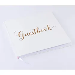 Edles Gästebuch Hochzeit – Hardcover, 72 Seiten, Vintage - Guestbook - Weißes Cover