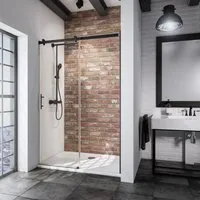 Duschtür SCHULTE Alexa Style 2.0 - 120 cm - Duschkabinen mit platzsparender Gleittür, schmutzabweisende Glasbeschichtung für einfache Reinigung und elegantes Design mit hochwertigen Aluminiumprofilen.