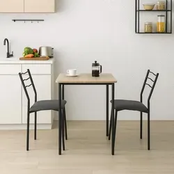 Essgruppe Thora 3-teilig - Tischplatte San Remo in Schwarz - Moderne 3-teilige Essgruppe mit stabilen Tisch und zwei bequemen Stühlen. Ideal für kleine Räume, bietet langlebige Materialien und hohen Sitzkomfort für gemütliche Mahlzeiten oder Homeoffice.